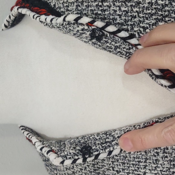 Zara Silver Tweed Blazer With Chenille Fringe Trim Size Medium EUC - Picture 7 of 16